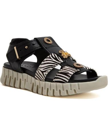 CETTI SANDALIA URBANA CETTI 1416 ESTAMPADO ANIMAL PRINT NEGRO