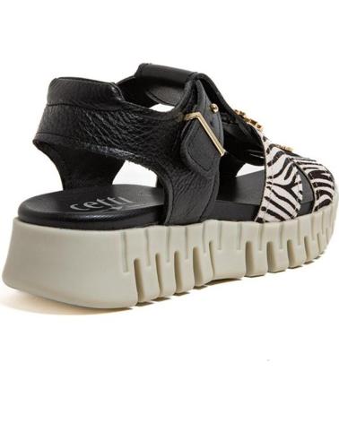 CETTI SANDALIA URBANA CETTI 1416 ESTAMPADO ANIMAL PRINT NEGRO