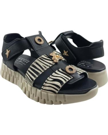 CETTI SANDALIA URBANA CETTI 1416 ESTAMPADO ANIMAL PRINT NEGRO
