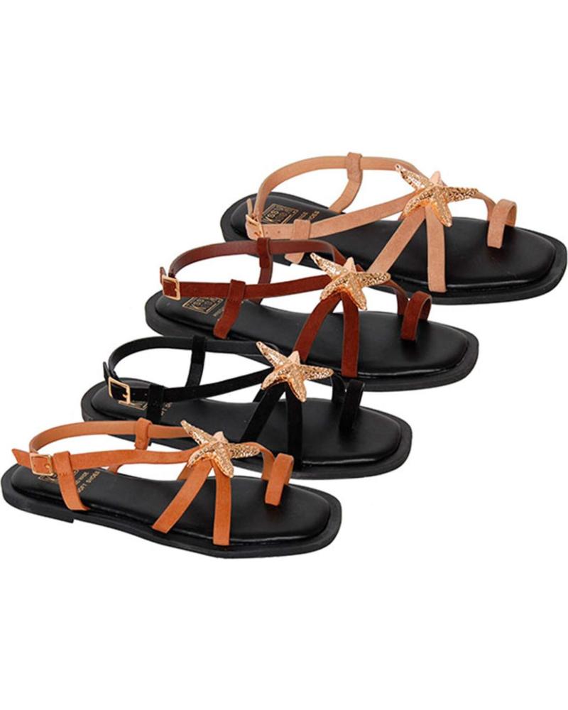 BUBBLE BOBBLE SANDALIAS PLANAS M2696 CON DETALLE DE ESTRELLA NEGRO