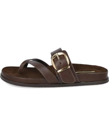 CORINA SANDALIA PLANA M6410 CON TIRAS ANCHAS Y HEBILLA CAFE