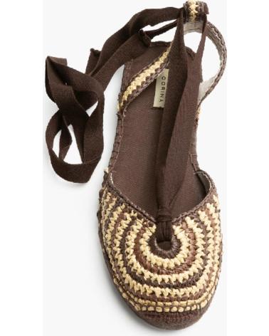 CORINA SANDALIA PLANA M6362 CON SUELA DE YUTE Y CIERRE DE CORDONES CAFE