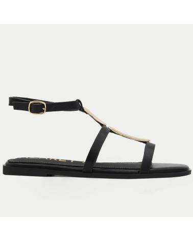 AZAREY SANDALIAS PLANAS AZAREY 562L626 CON ADORNOS DORADOS NEGRO