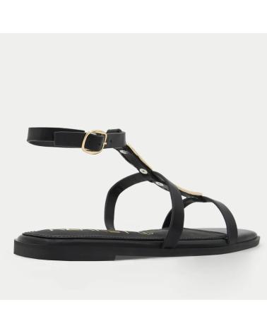 AZAREY SANDALIAS PLANAS AZAREY 562L626 CON ADORNOS DORADOS NEGRO