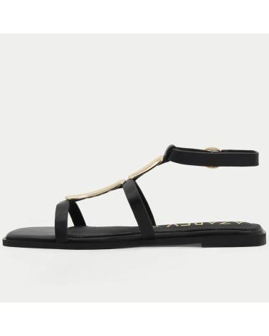 AZAREY SANDALIAS PLANAS AZAREY 562L626 CON ADORNOS DORADOS NEGRO