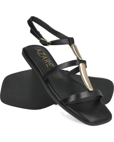 AZAREY SANDALIAS PLANAS AZAREY 562L626 CON ADORNOS DORADOS NEGRO