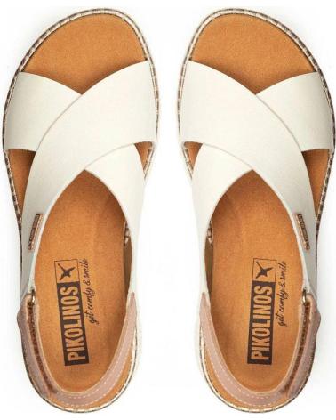 PIKOLINOS SANDALIAS W0K-0606C1 DE PIEL CON PLATAFORMA CREMA