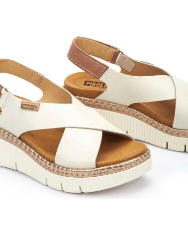 PIKOLINOS SANDALIAS W0K-0606C1 DE PIEL CON PLATAFORMA CREMA