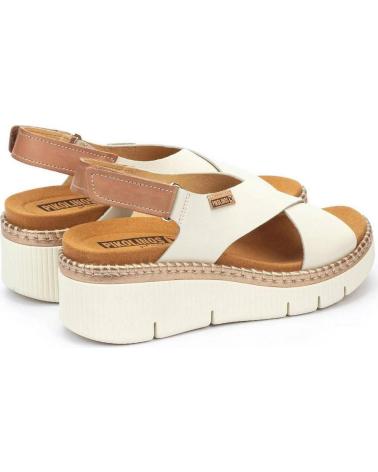 PIKOLINOS SANDALIAS W0K-0606C1 DE PIEL CON PLATAFORMA CREMA