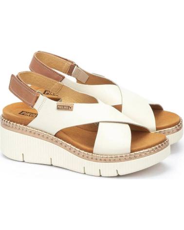 PIKOLINOS SANDALIAS W0K-0606C1 DE PIEL CON PLATAFORMA CREMA