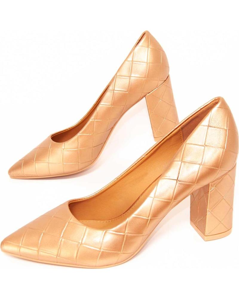 MONTEVITA STILETTOS CUADRISAL GOLD CON TACÓN BLOQUE GOLD