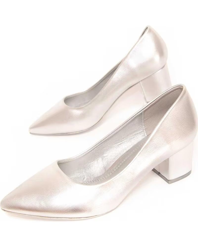 MONTEVITA ZAPATO SALÓN TACÓN BLOQUE METÁLICO SILVER