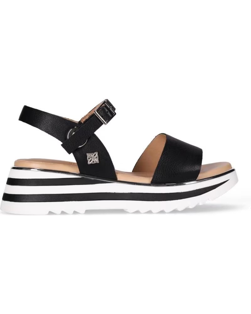 CHIKA10 SANDÁLIA DE PLATAFORMA GARDENIA COM FECHO DE FIVELA NEGRO-BLACK