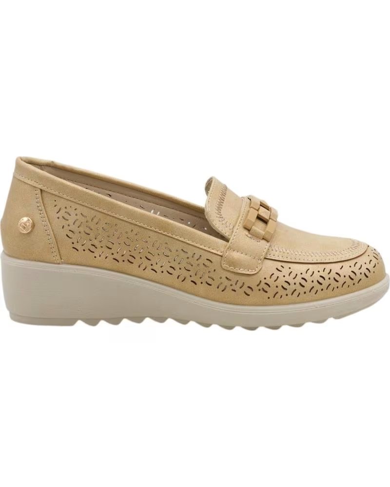 AMARPIES MOCASSINS COM CUNHA E DETALHE DE CORRENTE CAMEL