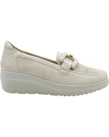 MYSOFT MOCASSINS COM CUNHA E DETALHE DE CORRENTE MYSOFT BEIGE