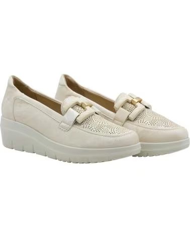 MYSOFT MOCASSINS COM CUNHA E DETALHE DE CORRENTE MYSOFT BEIGE