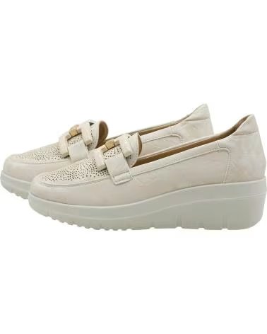 MYSOFT MOCASSINS COM CUNHA E DETALHE DE CORRENTE MYSOFT BEIGE