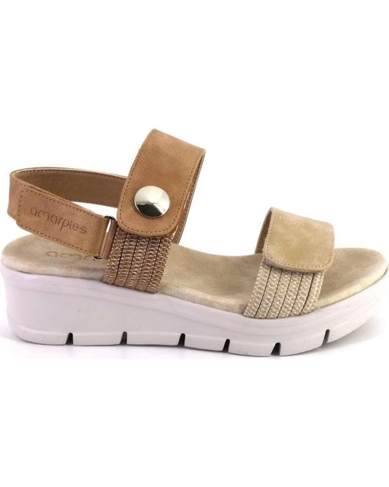 AMARPIES SANDÁLIAS 30135 COM PLATAFORMA E FECHO DE VELCRO BEIGE