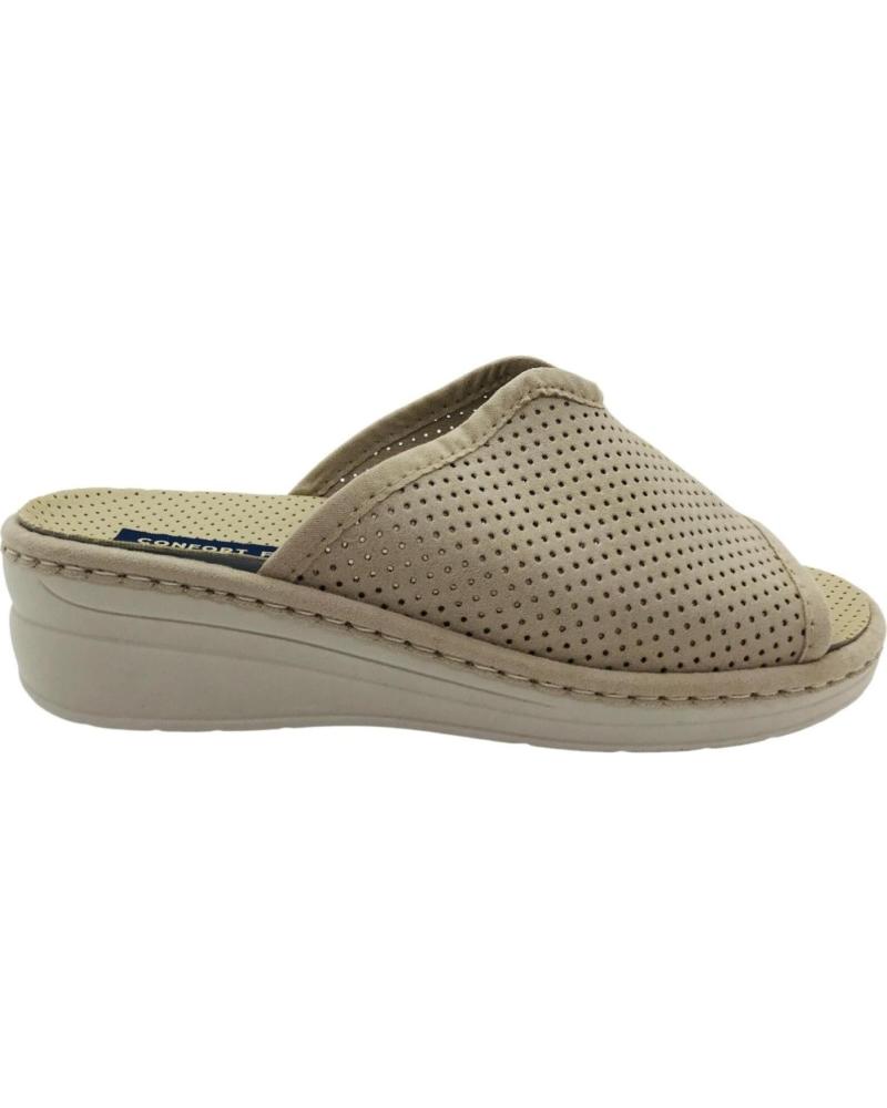 PINTURINES CHINELOS DE CASA COM CUNHA E TECIDO PERFURADO J ORTEGA 4028-A BEIGE