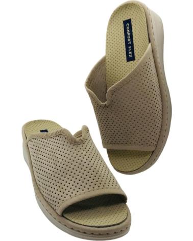PINTURINES CHINELOS DE CASA COM CUNHA E TECIDO PERFURADO J ORTEGA 4028-A BEIGE