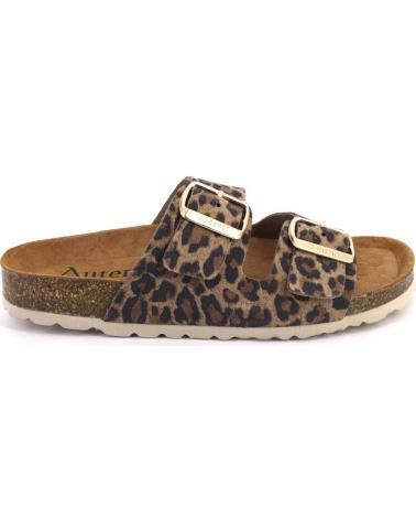 AUTENTI SANDALIAS 7656 DE MUJER CON ESTAMPADO ANIMAL Y HEBILLAS MARRON