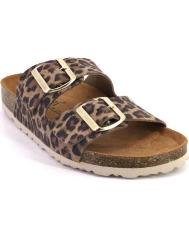 AUTENTI SANDALIAS 7656 DE MUJER CON ESTAMPADO ANIMAL Y HEBILLAS MARRON