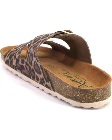 AUTENTI SANDALIAS 7656 DE MUJER CON ESTAMPADO ANIMAL Y HEBILLAS MARRON