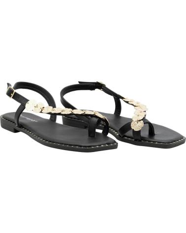 STAY SANDALIAS PLANAS PASTOR 60-2070 CON DETALLE DECORATIVO NEGRO