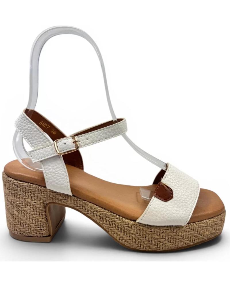 TIMBOS SANDALIA TACÓN ESPARTO MUJER 132705 BLANCO REF 1187040