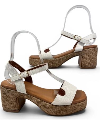 TIMBOS SANDALIA TACÓN ESPARTO MUJER 132705 BLANCO REF 1187040