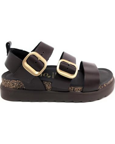 YOKONO SANDALIA TUNEZ-127 DE PIEL MARRÓN CON HEBILLAS MARRON