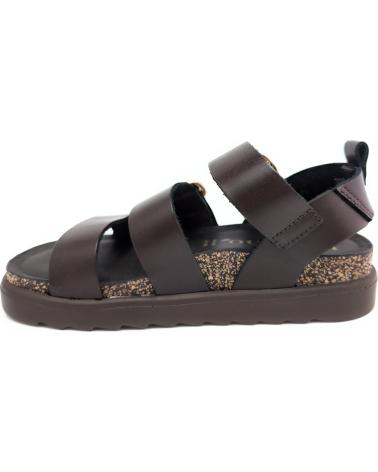 YOKONO SANDALIA TUNEZ-127 DE PIEL MARRÓN CON HEBILLAS MARRON