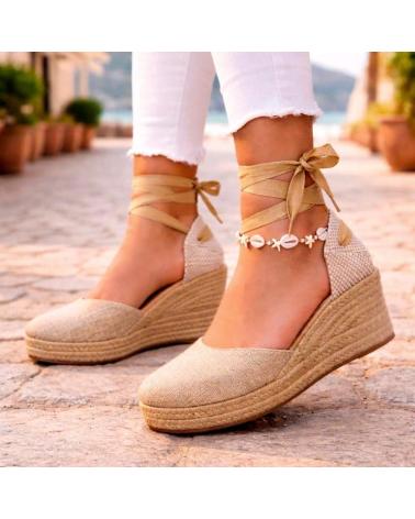 PINKDESERT ALPARGATAS DE ESPARTO 5131 CON CINTAS PARA MUJER ORO
