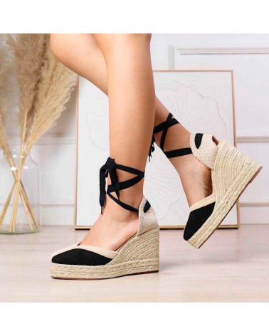 PINKDESERT ALPARGATAS 5120 BICOLOR CON CUÑA DE ESPARTO Y CINTAS NEGRO