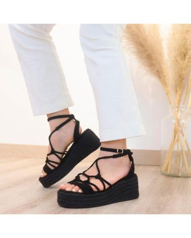 PINKDESERT SANDALIAS 6011 CON CUÑA MEDIA Y PLATAFORMA DE ESPARTO NEGRO