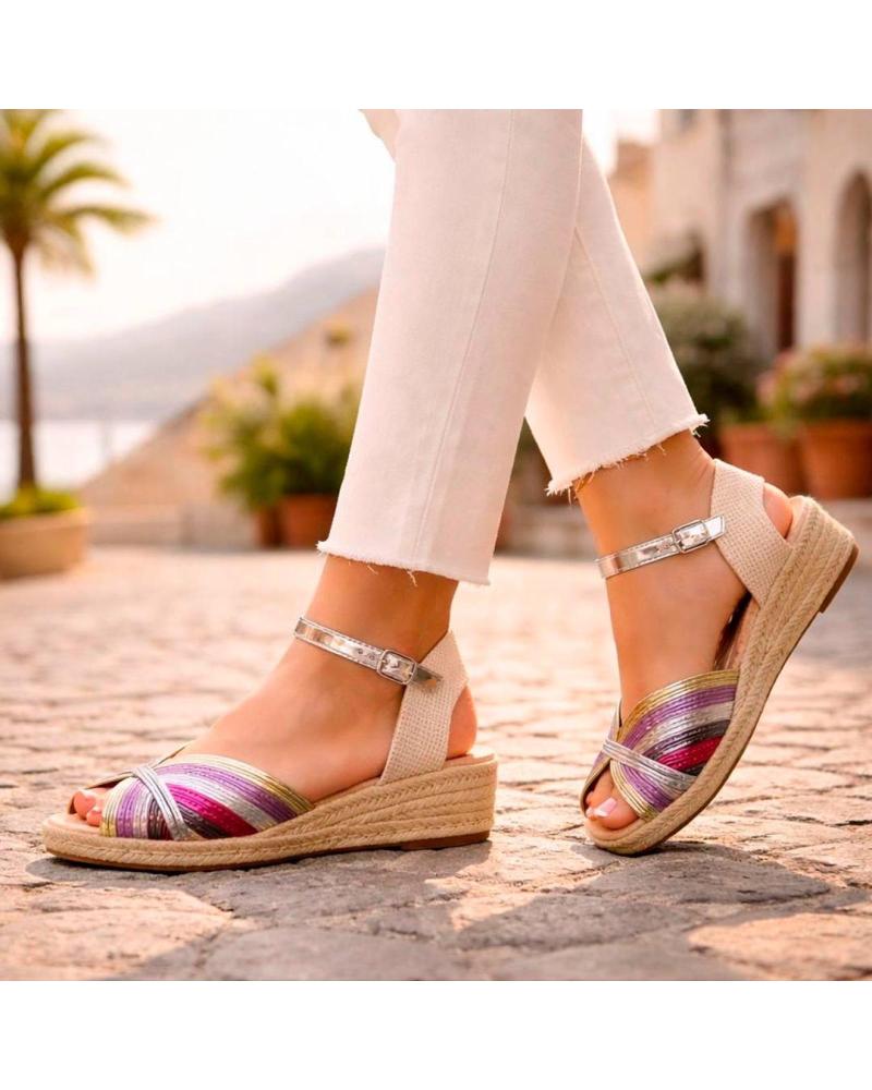 PINKDESERT SANDALIAS R-30 CON CUÑA DE CÁÑAMO MULTICOLOR