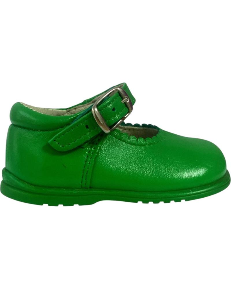 COLORES ZAPATOS DE VESTIR PARA NINA 457 MERCEDITAS PIEL CON HEBILLA VERDE