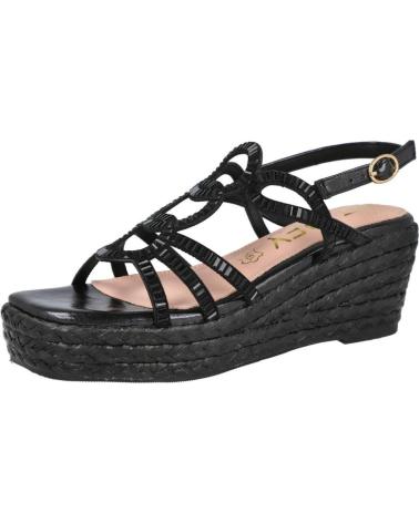 AZAREY SANDALIA 494L325 DE CUÑA CON ESPARTO Y PEDRERÍA NEGRO
