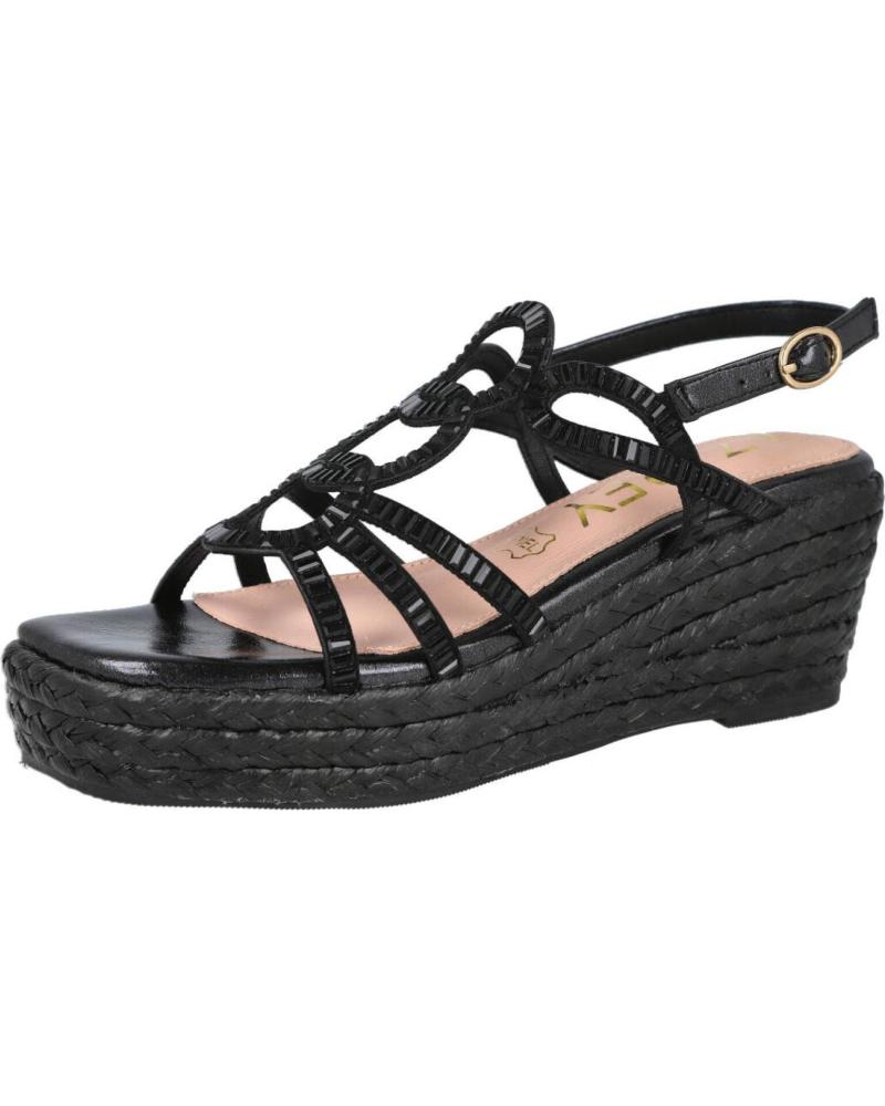 AZAREY SANDALIA 494L325 DE CUÑA CON ESPARTO Y PEDRERÍA NEGRO