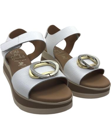 OH MY SANDALS SANDALIA DE PIEL CON PLATAFORMA Y HEBILLA DECORATIVA 5974 BLANCO