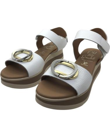 OH MY SANDALS SANDALIA DE PIEL CON PLATAFORMA Y HEBILLA DECORATIVA 5974 BLANCO