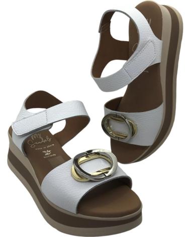 OH MY SANDALS SANDALIA DE PIEL CON PLATAFORMA Y HEBILLA DECORATIVA 5974 BLANCO