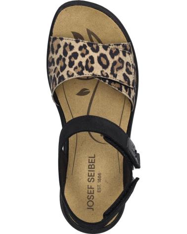 JOSEP SEIBEL SANDALIA JOSEF IBIZA-13 EN PIEL CON ESTAMPADO ANIMAL NEGRO