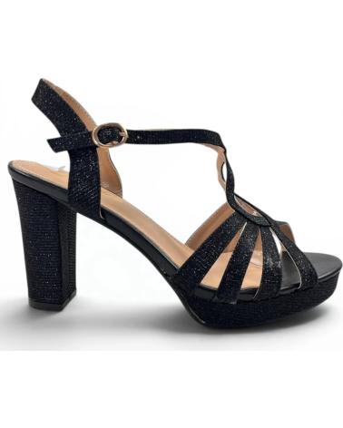 TIMBOS SANDALIA DE TACÓN Y PLATAFORMA ESTILO FIESTA NEGRO