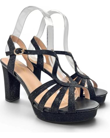 TIMBOS SANDALIA DE TACÓN Y PLATAFORMA ESTILO FIESTA NEGRO