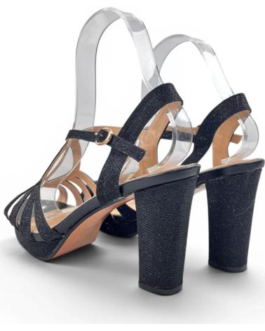 TIMBOS SANDALIA DE TACÓN Y PLATAFORMA ESTILO FIESTA NEGRO