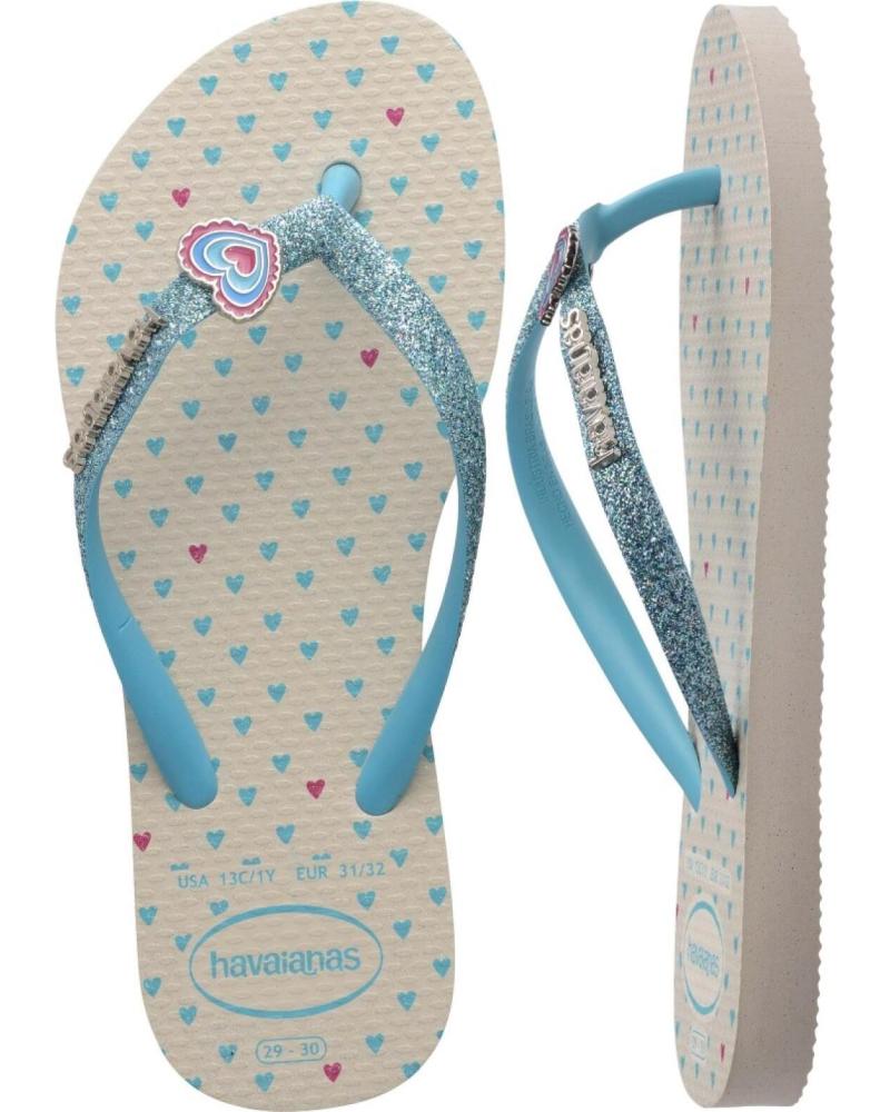 HAVAIANAS CHANCLAS NINA MODELO 4146976H ESTAMPADO COLOR BEIGE Y AZUL 0121BEIGE