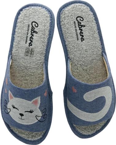 CABRERA ZAPATILLAS DE CASA VERANO 2495 DISEÑO GATO AZUL