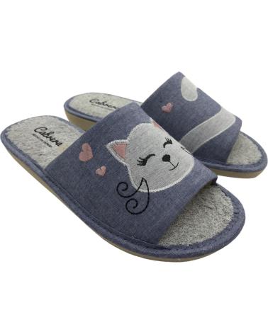 CABRERA ZAPATILLAS DE CASA VERANO 2495 DISEÑO GATO AZUL