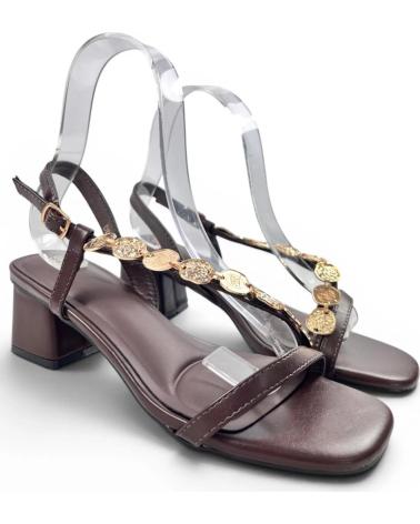 TIMBOS SANDALIA DE VESTIR CON TACÓN Y DETALLE DECORATIVO MARRóN